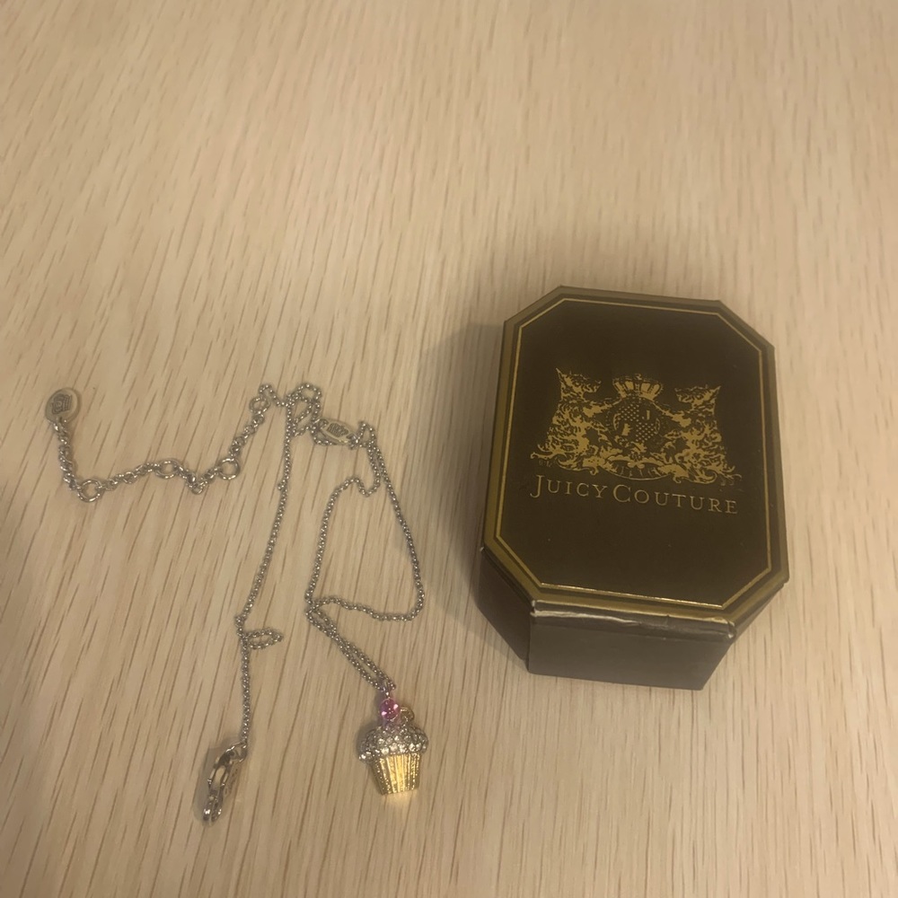Juicy Couture Cupcake Silver Necklace with Original Box Pre-Owned